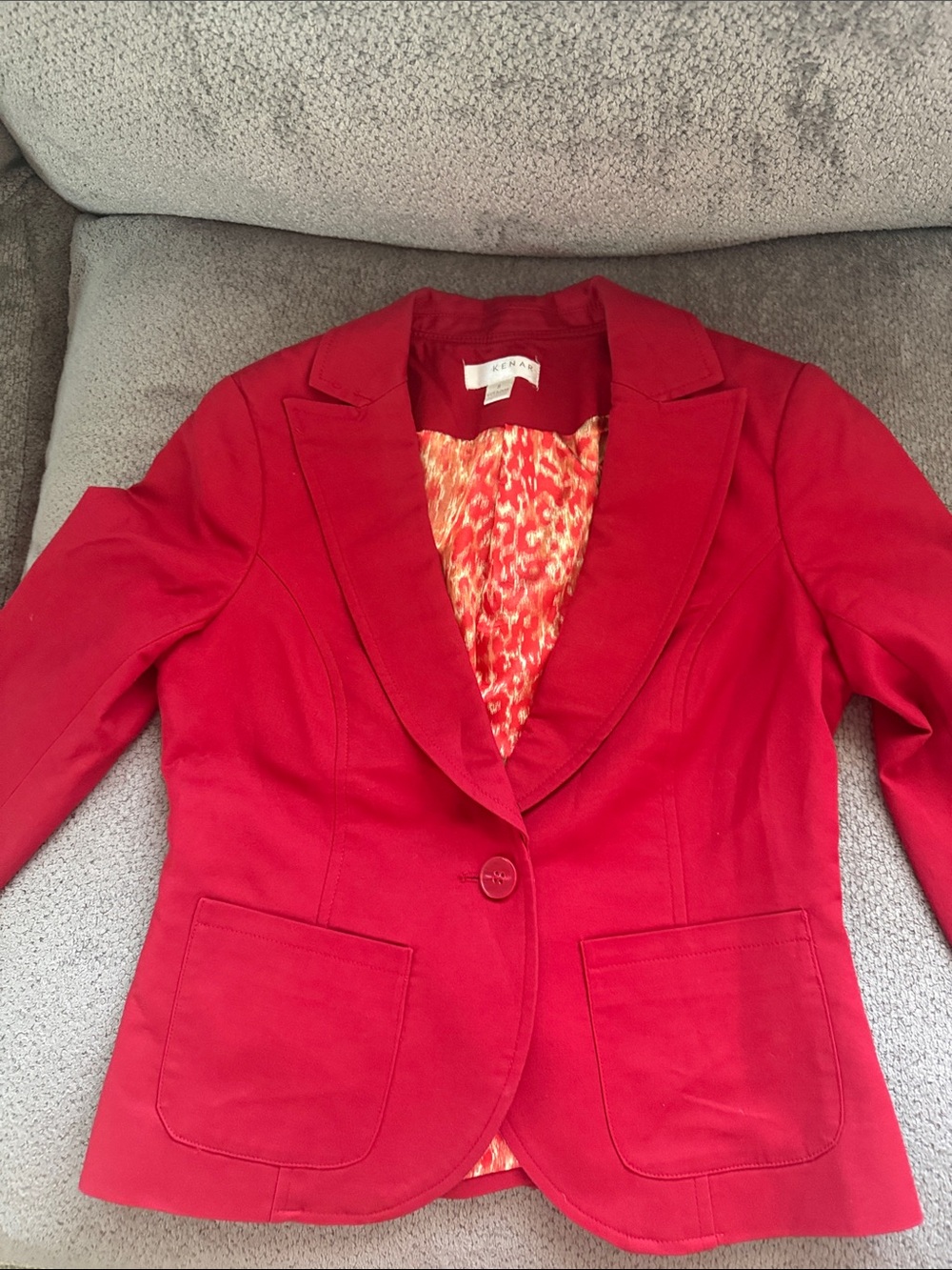 Kenar Bright Red Single-Button Blazer